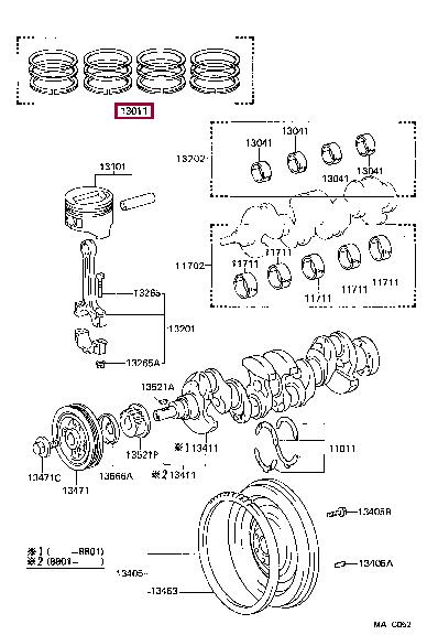 Toyota 13011-11042 Piston ring 1301111042