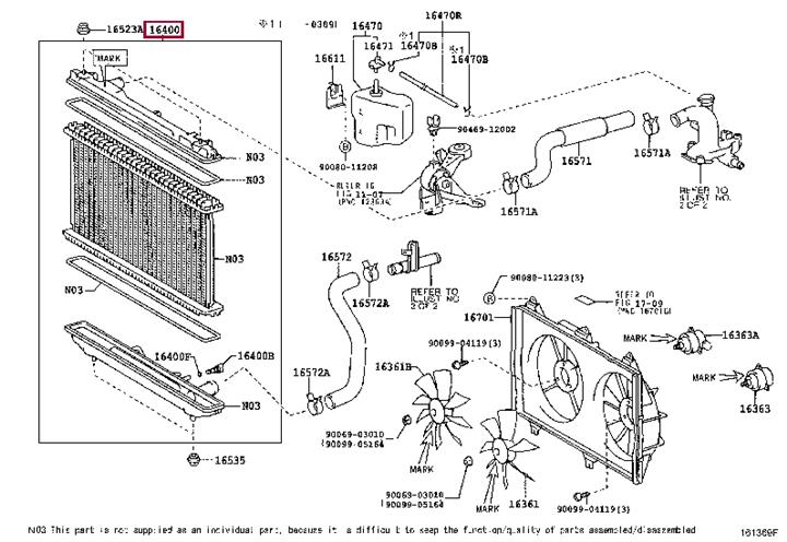 Engine cooling radiator Toyota Solara: 164000A420 Toyota Engine cooling radiator