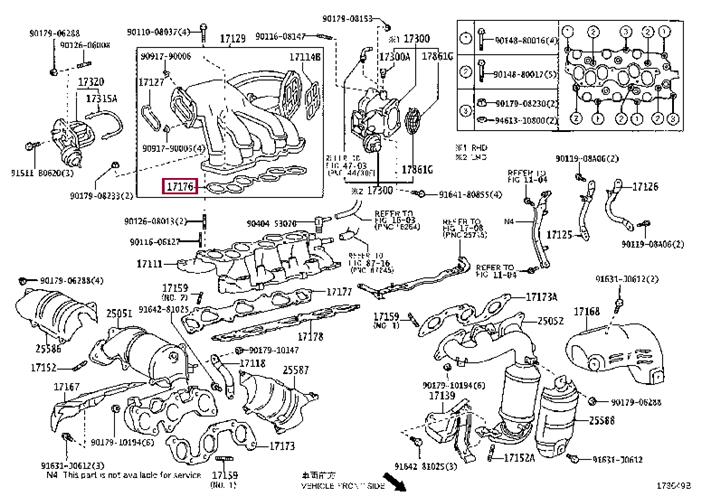 Toyota 17176-20010 Gasket, intake manifold 1717620010