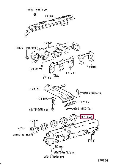 Toyota 17179-17010 Gasket, intake manifold 1717917010