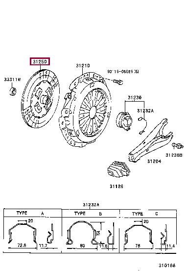 Toyota 31250-35350 Clutch disc 3125035350