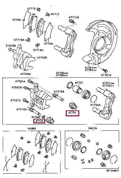 Toyota 47775-30070 Boot, bush dust(for front disc brake) 4777530070