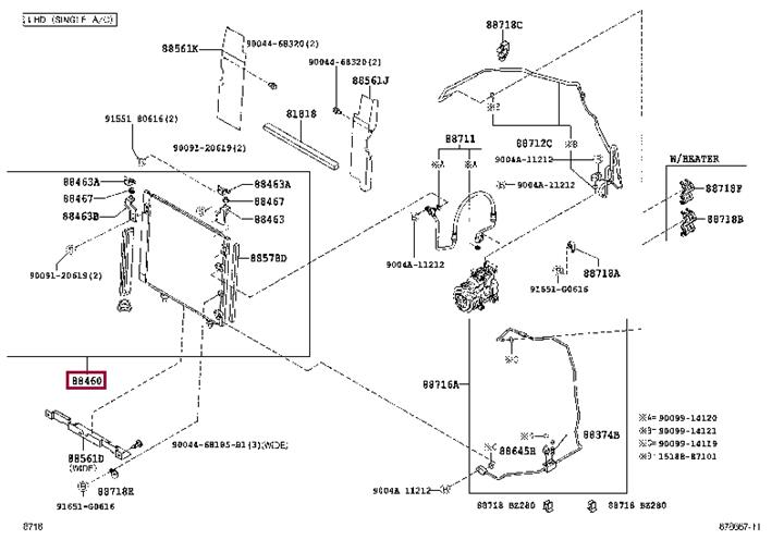 88460BZ050 Toyota AC Condenser