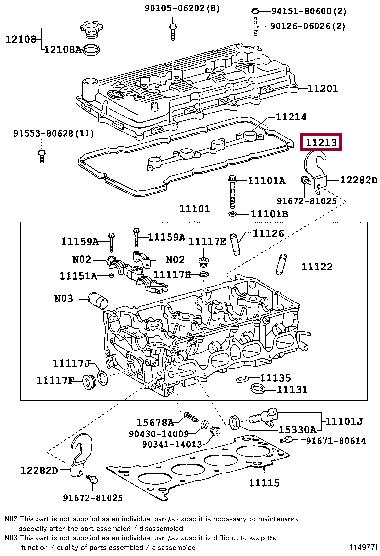 Toyota 11213-75041 Gasket, cylinder head cover 1121375041