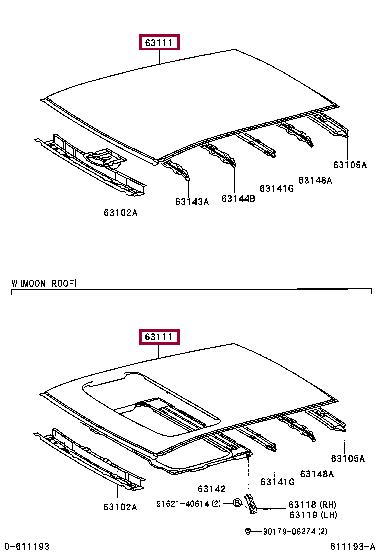 6311142070 Toyota Roof