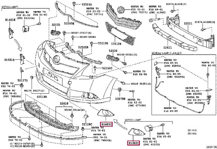 814820F020 Toyota Fog lamp frame, left