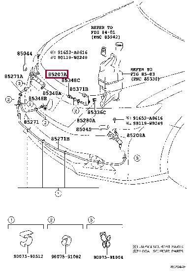 Toyota 85207-33110 ACTUATOR SUB-ASSY, HEADLAMP WASHER, 8520733110 8520733110 Toyota ACTUATOR SUB-ASSY, HEADLAMP WASHER,