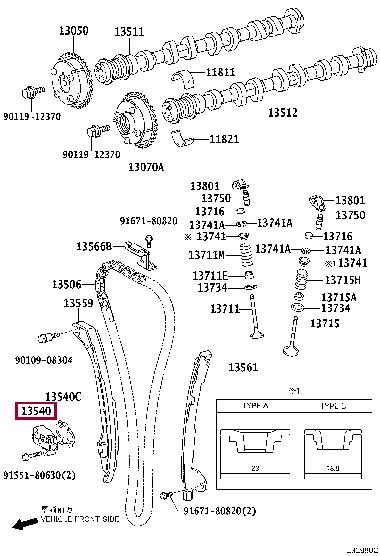 1354036020 Toyota Timing belt tensioner pulley