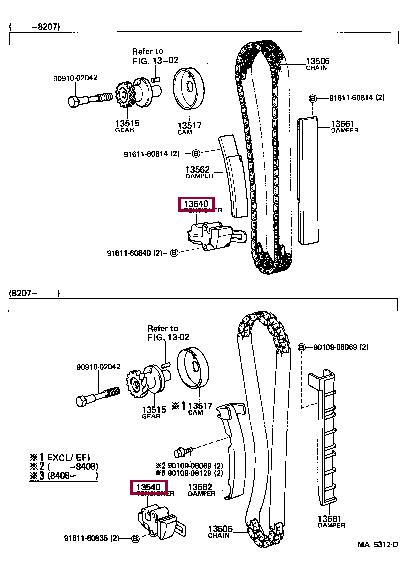 1354038012 Toyota Timing belt tensioner pulley