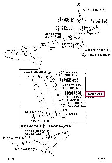 Toyota 48510-39676 Front Right Suspension Shock Absorber 4851039676