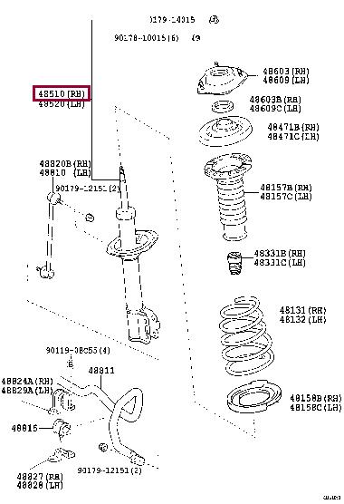 Toyota 48510-49885 Front Right Suspension Shock Absorber 4851049885