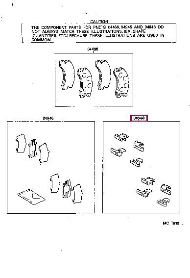 Brake pad fitting kit Toyota 04948-33010