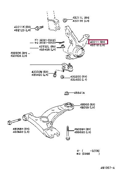 4321139035 Toyota Knuckle swivel