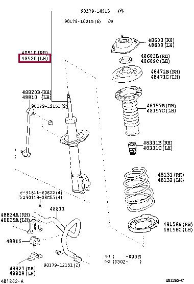 Toyota 48520-49735 Front Left Suspension Shock Absorber 4852049735 4852049735 Toyota Front Left Suspension Shock Absorber