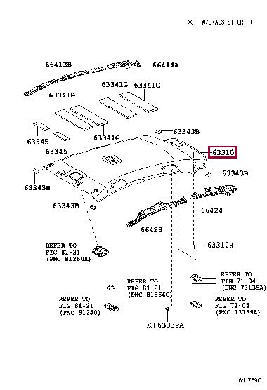 633100D250B0 Toyota Roof lining