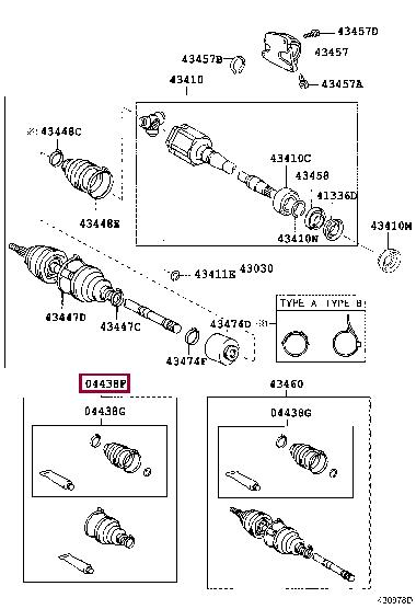 Toyota 04427-44020 Boot kit, front drive shaft, in outboard, rh 0442744020
