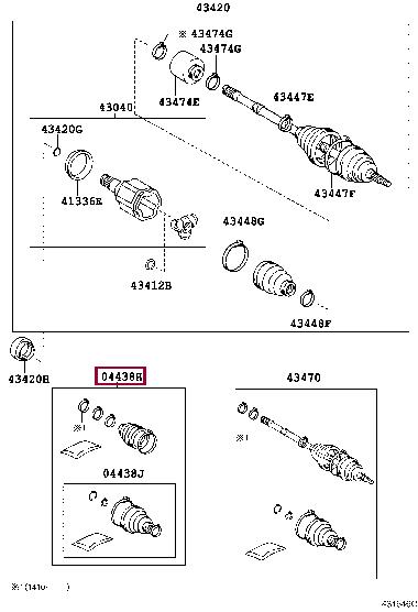Toyota 04428-42120 Boot kit, front drive shaft, in outboard, rh 0442842120