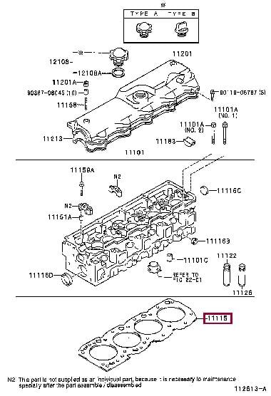Top gasket Toyota Hilux: 1111554073B0 Toyota Cylinder head gasket