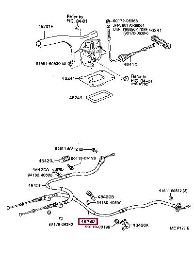 Toyota 46430-20450 Cable Pull, parking brake 4643020450