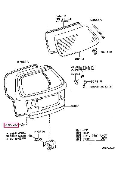 6727221010 Toyota CUSHION, BACK DOOR