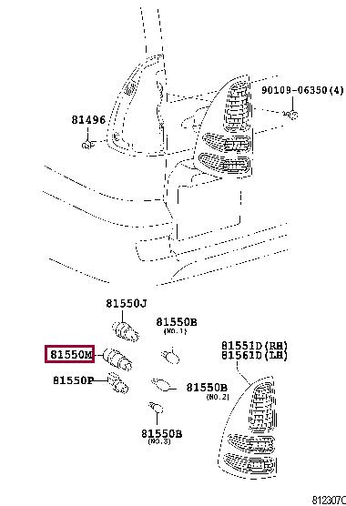 8155560700 Toyota SOCKET & WIRE, RR