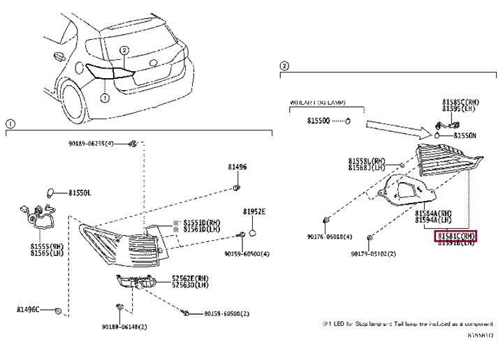 8158176020 Toyota LICHTSCHEIBE HECKLEU
