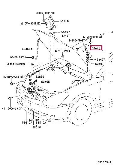 5342042030 Toyota Hood hinge