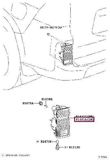 8168160080 Toyota LENS BODY BACK-UP