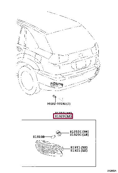 819200E010 Toyota RUECKSTRAHLER