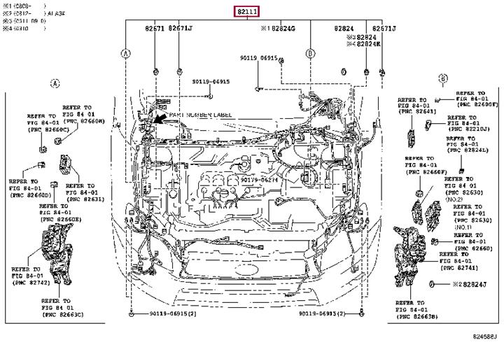 8211142K90 Toyota WIRE, ENGINE ROOM