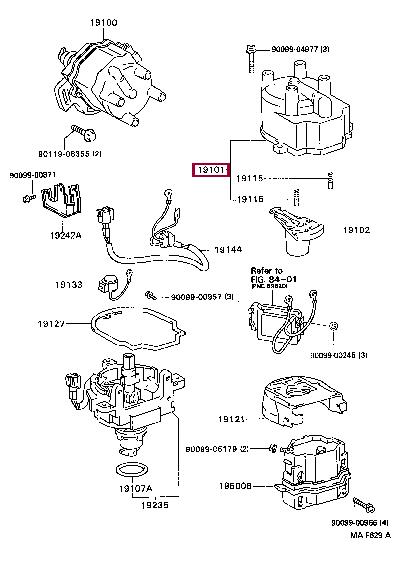 Distributor cap Toyota Carina E: 1910102H00 Toyota Distributor cap