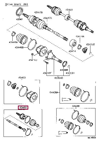 Toyota 43460-80145 Bellow, driveshaft 4346080145 4346080145 Toyota Bellow, driveshaft