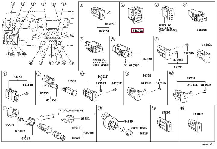 8487034010 Toyota Electric mirror corrector