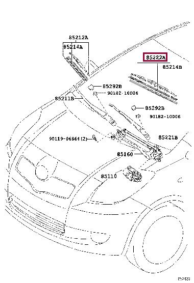 Toyota 85222-42080 Wiper 600 mm (24") 8522242080