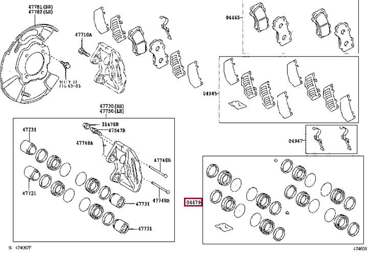 Toyota 04478-0K130 Repair Kit, brake caliper 044780K130