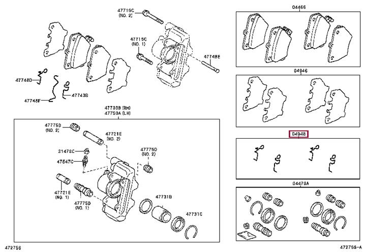 0494802030 Toyota Brake pad fitting kit