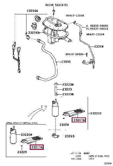 Automotive fuel filter Mazda MX-3: 2321762020 Toyota Fuel filter
