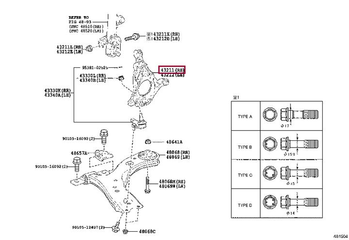 4321133120 Toyota Knuckle swivel