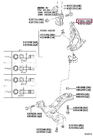 4321147040 Toyota Knuckle swivel
