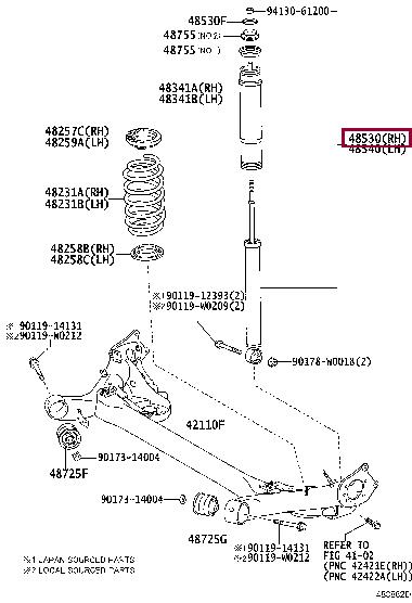 485308Z045 Toyota Rear gas shock absorber