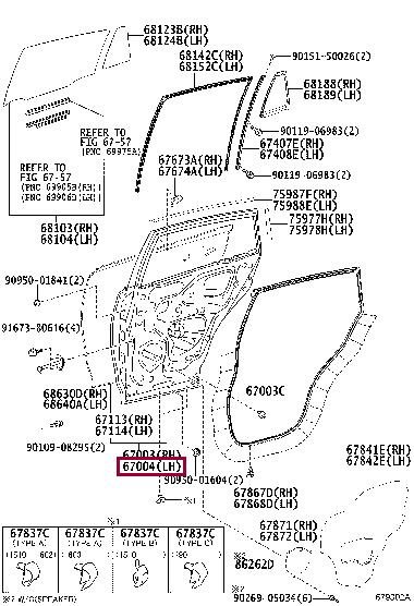 670040R110 Toyota Door rear left