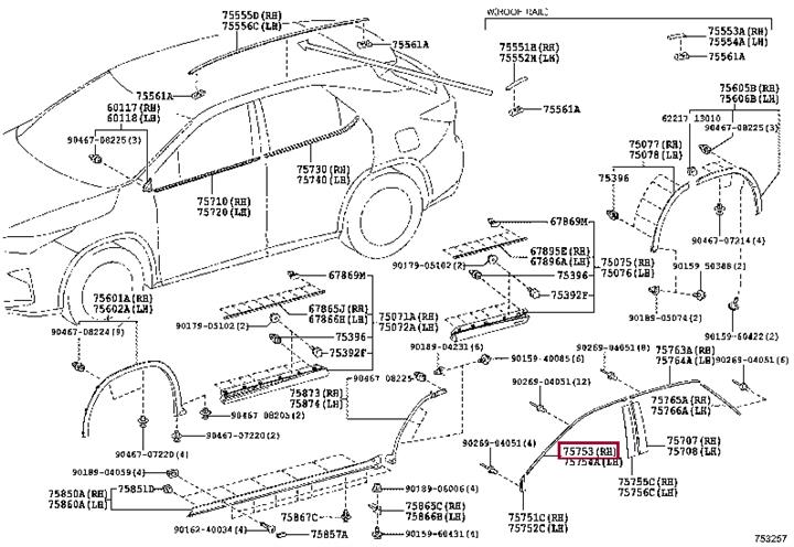 7575348020 Toyota Molding