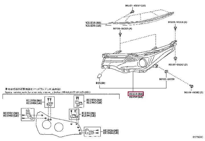 8111002L70 Toyota Headlamp