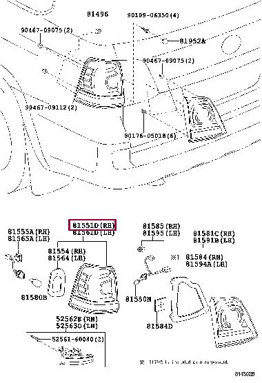 8155160B70 Toyota Tail lamp right