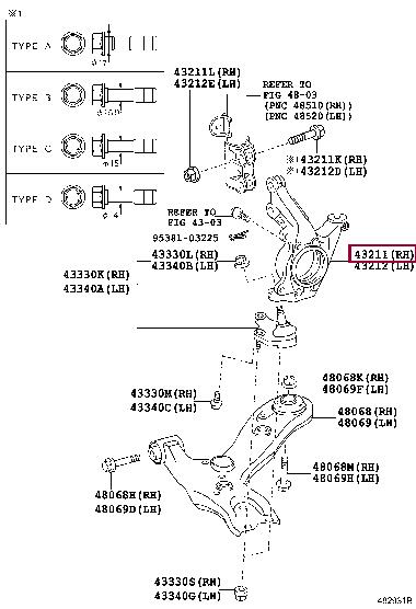 432110F040 Toyota Knuckle swivel