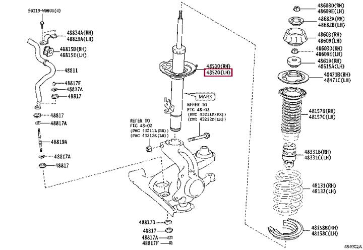 Toyota 48520-0H070 Shock absorber assy 485200H070 485200H070 Toyota Shock absorber assy