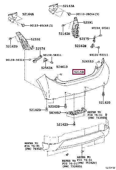 5215952861F1 Toyota Bumper rear