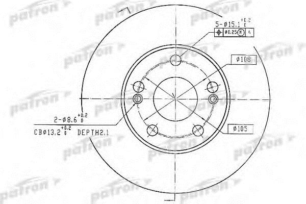 Patron PBD1036 Front brake disc ventilated PBD1036