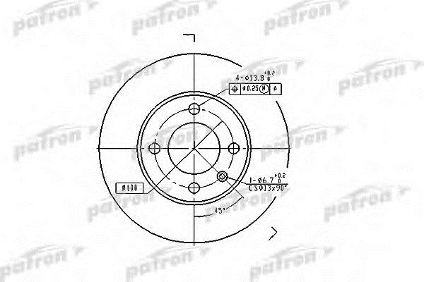 Patron PBD1516 Unventilated front brake disc PBD1516