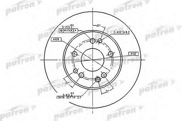 Patron PBD1581 Unventilated front brake disc PBD1581
